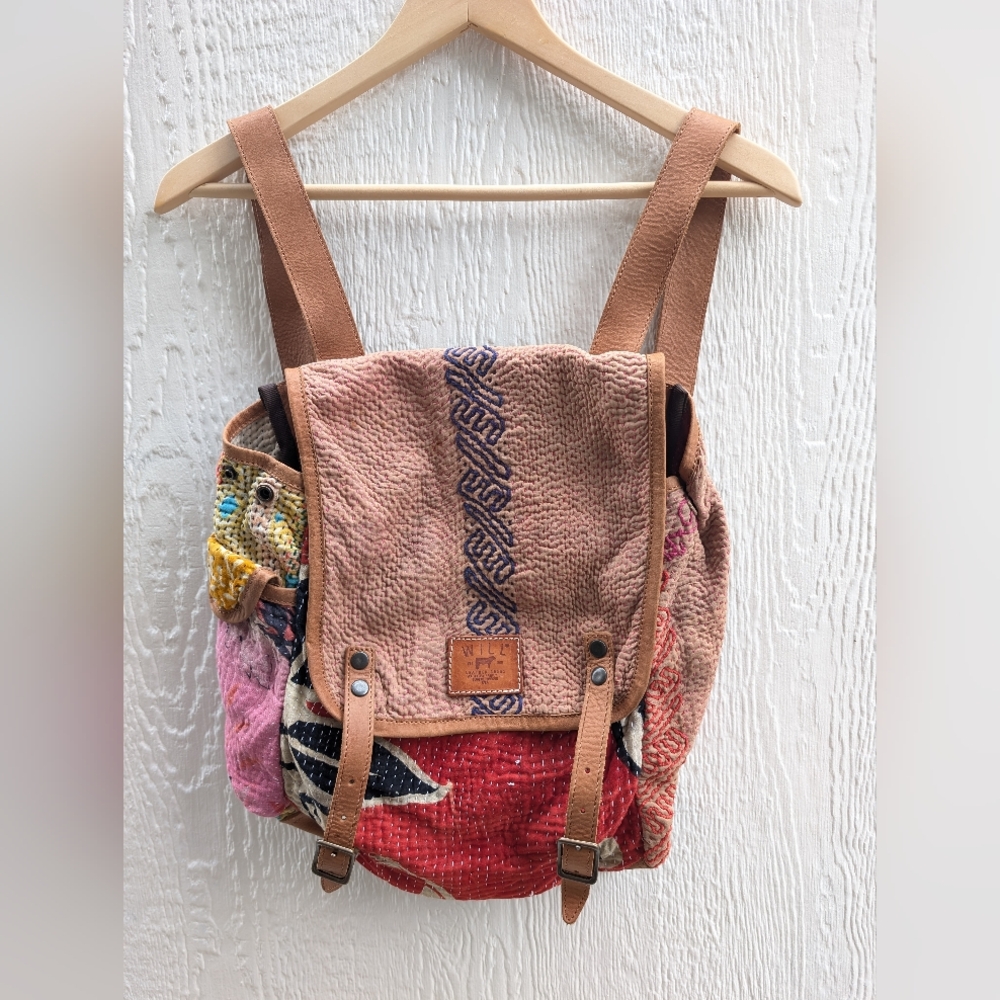 Rare WILL Leather Goods Kantha Backpack Travel Bag One Of A Kind